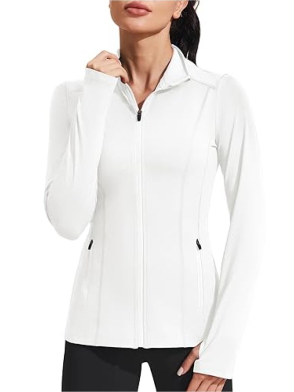 Women's Full Zip Athletic Jacket Lightweight Running Workout Top with Thumb